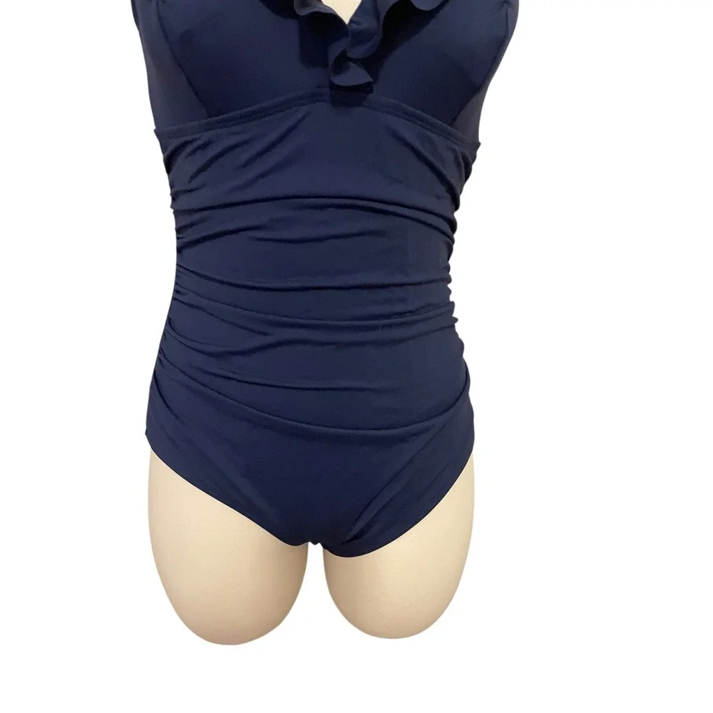 Cupshe Navy Ruffle One-Piece Swimsuit NWT size M - Picture 7 of 8